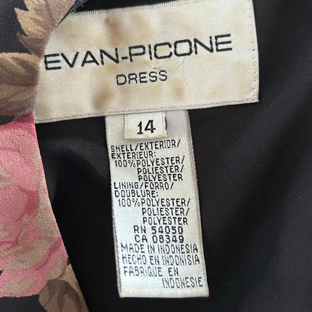 Evan Picone Floral Ruffle Front Midi Dress Romantic Feminine Size 14 - Picture 6 of 8